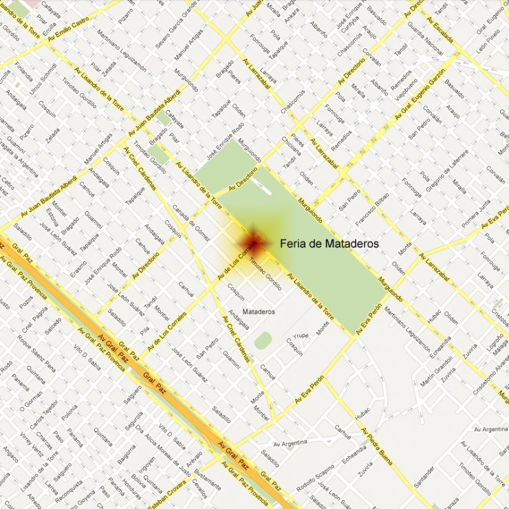 Ubicacion de la Feria de Mataderos en el mapa de la Ciudad de Buenos Aires